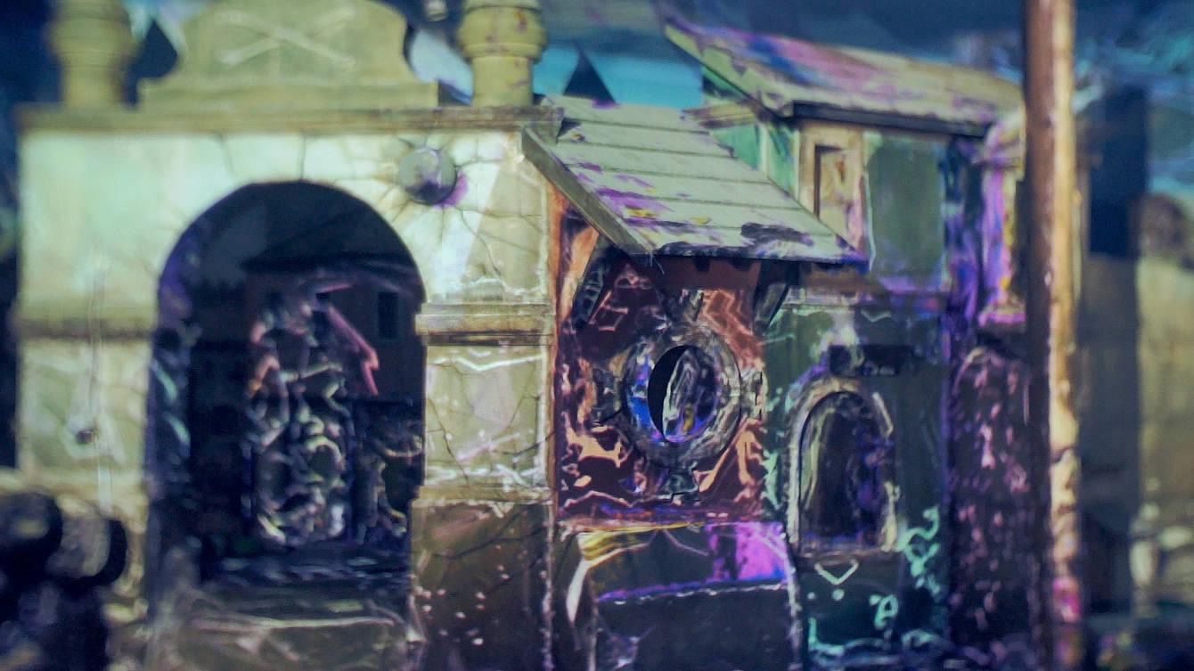 The vaulted interior of a castle hall in Austria transformed by projection mapping